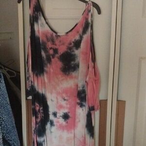 Pink and Black Tie-Dye Dress